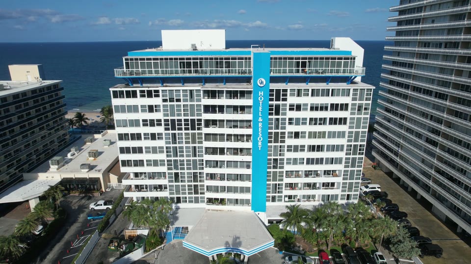 Spectacular 4K aerial view of Ocean Manor Resort and beachfront